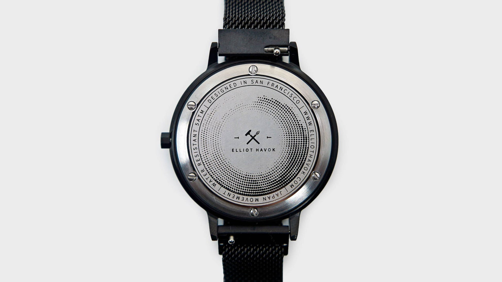 Elliot Havok Elliot Havok - Piano Black Minimalist Mesh - 38mm
