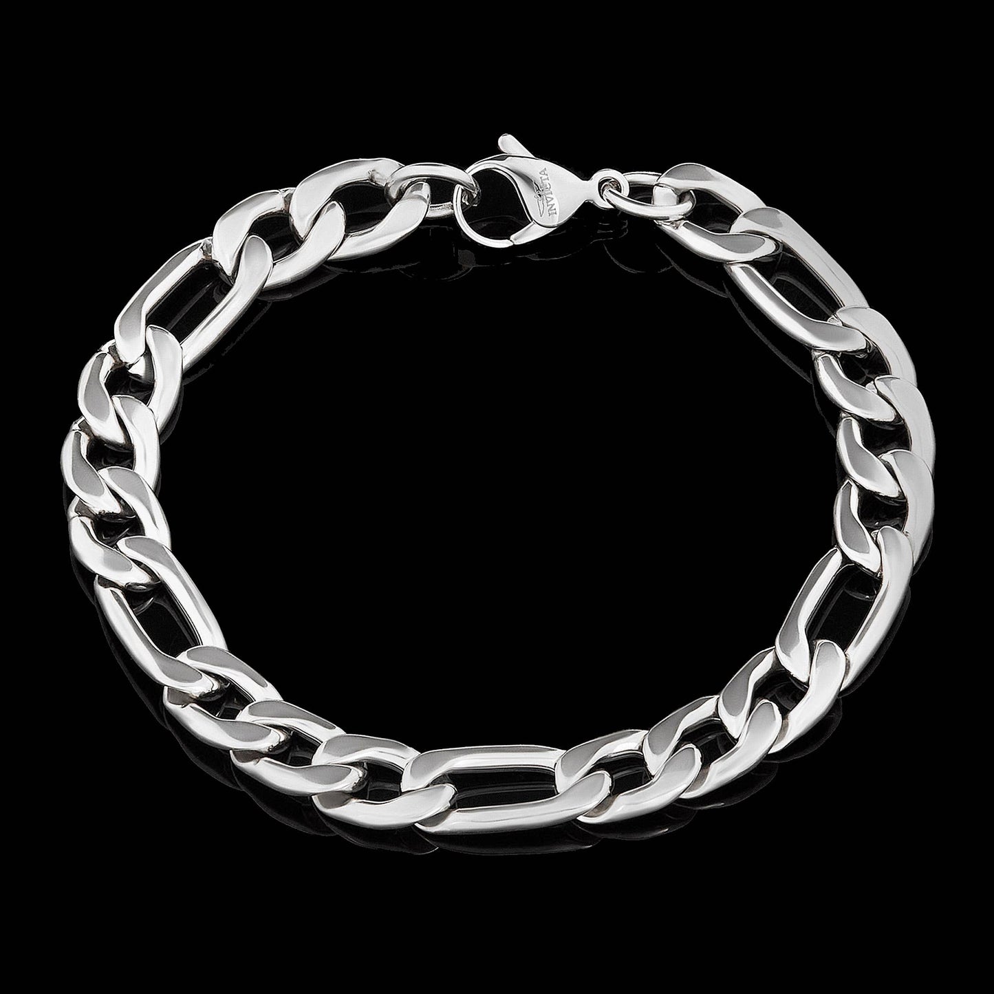 West Coast Jewelry - Invicta Jewelry Figaro Chain Steel Bracelet (9.3mm) - 8.75": Silver