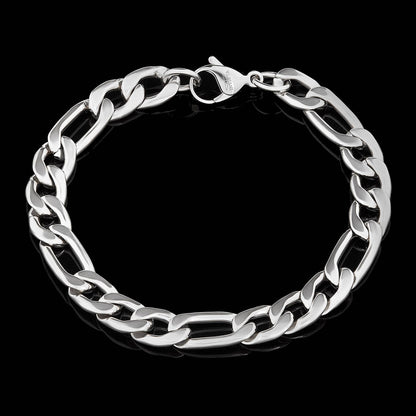West Coast Jewelry - Invicta Jewelry Figaro Chain Steel Bracelet (9.3mm) - 8.75": Silver
