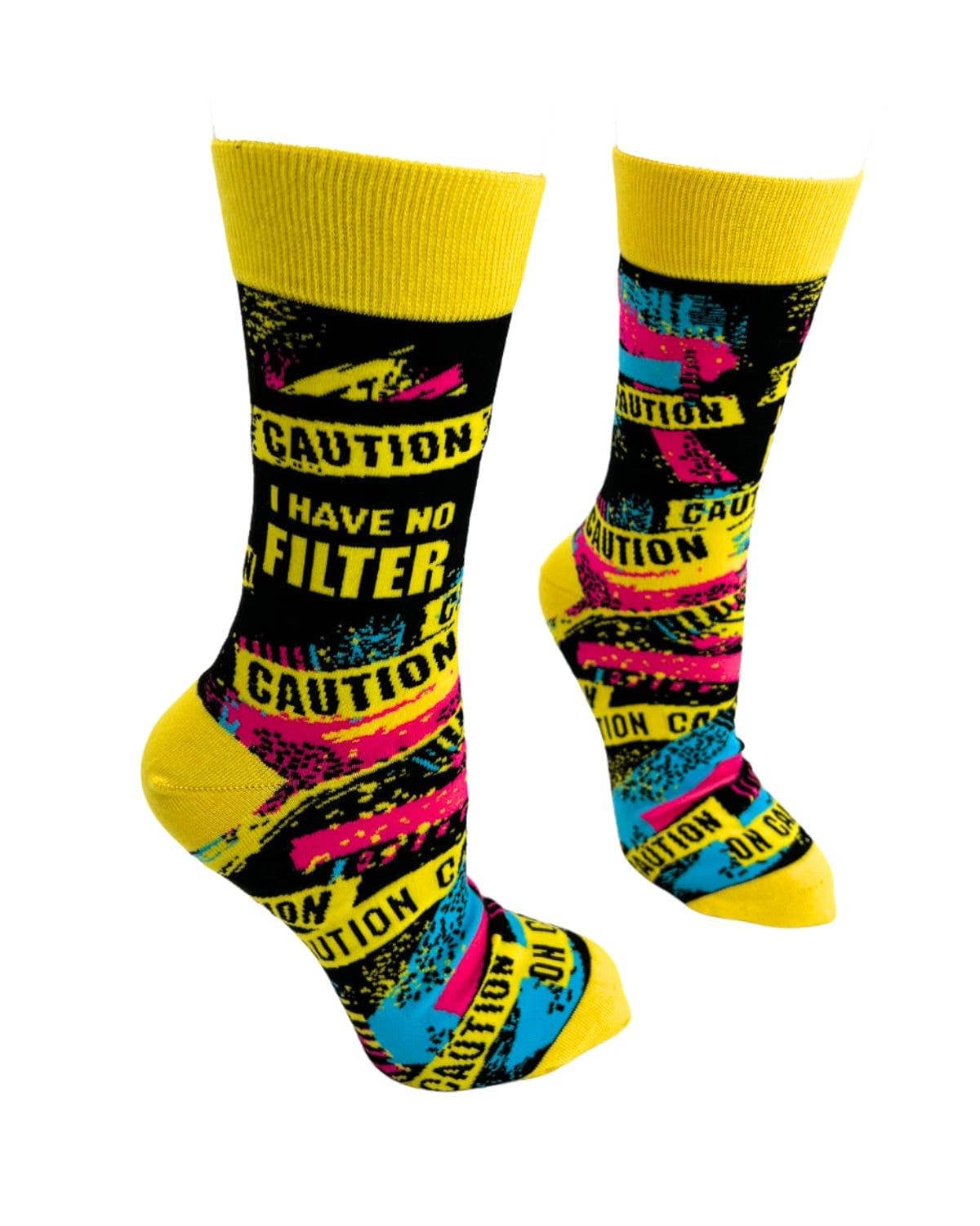 Fabdaz Caution I Have No Filter Men's Novelty Crew Socks