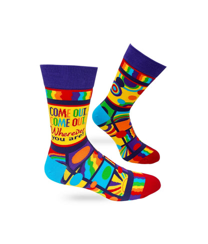 Fabdaz Fabdaz - Come Out, Come Out, Wherever You Are Men's Size Novelty Crew Socks