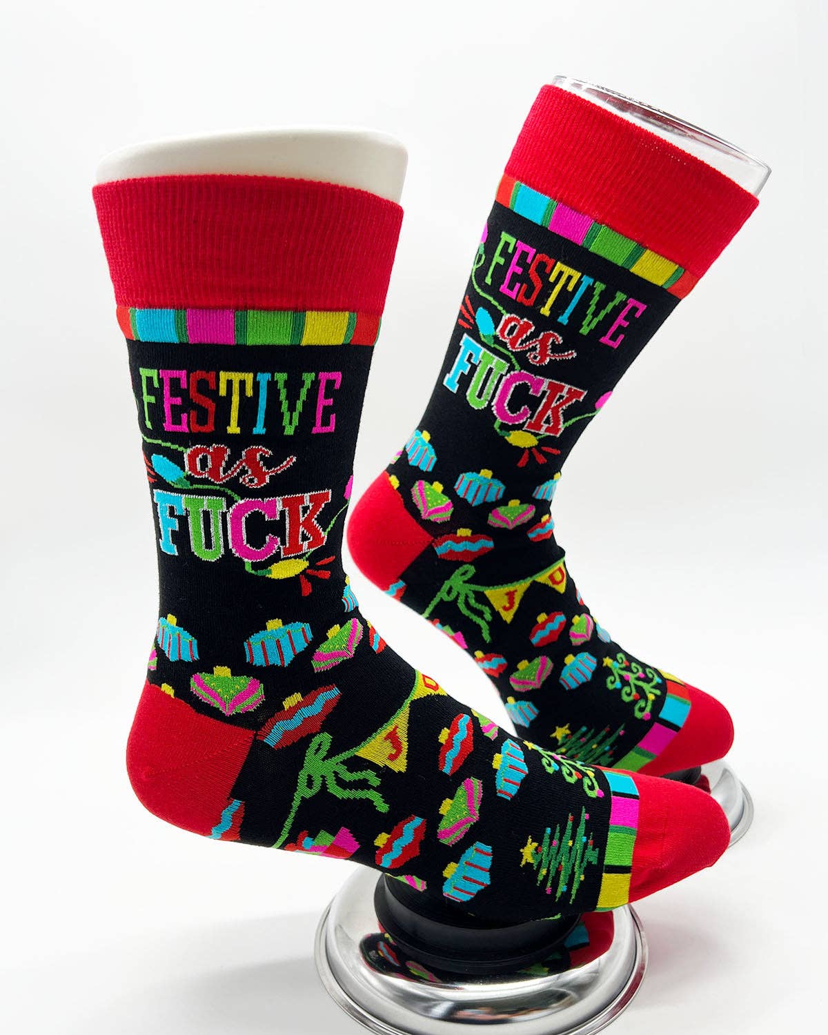 Fabdaz Fabdaz - Festive as Fuck Funny Christmas Men's Novelty Crew Socks
