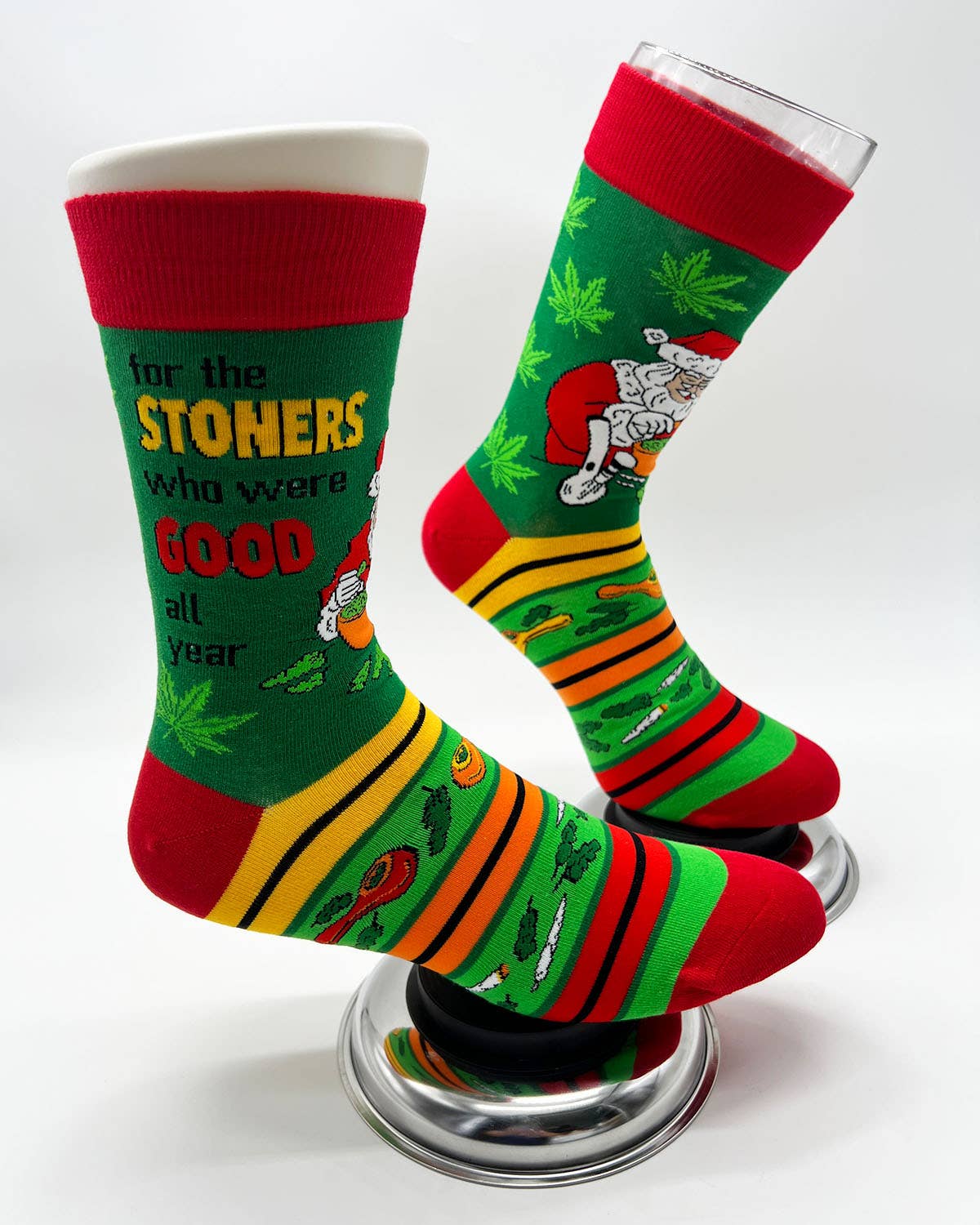 Fabdaz Fabdaz - Funny For the Stoners Who Were Good All Year Men's Novelty Crew Socks