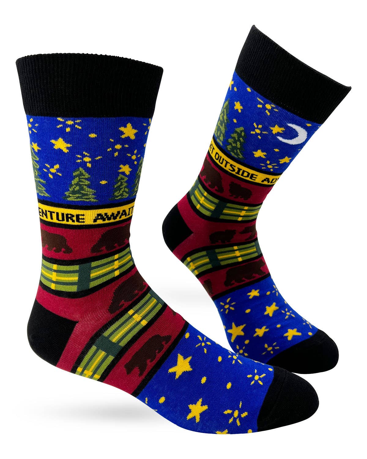 Fabdaz Fabdaz - Get Outside Adventure Awaits Bear Men's Novelty Crew Socks