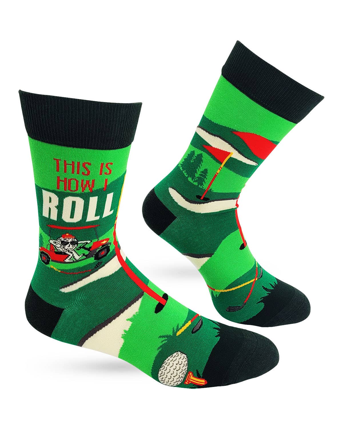 Fabdaz Fabdaz - Golf Theme "This Is How I Roll" Men's Novelty Crew Socks