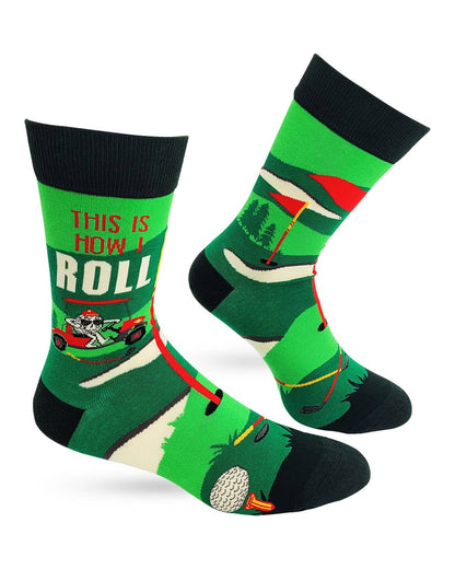 Fabdaz Fabdaz - Golf Theme "This Is How I Roll" Men's Novelty Crew Socks