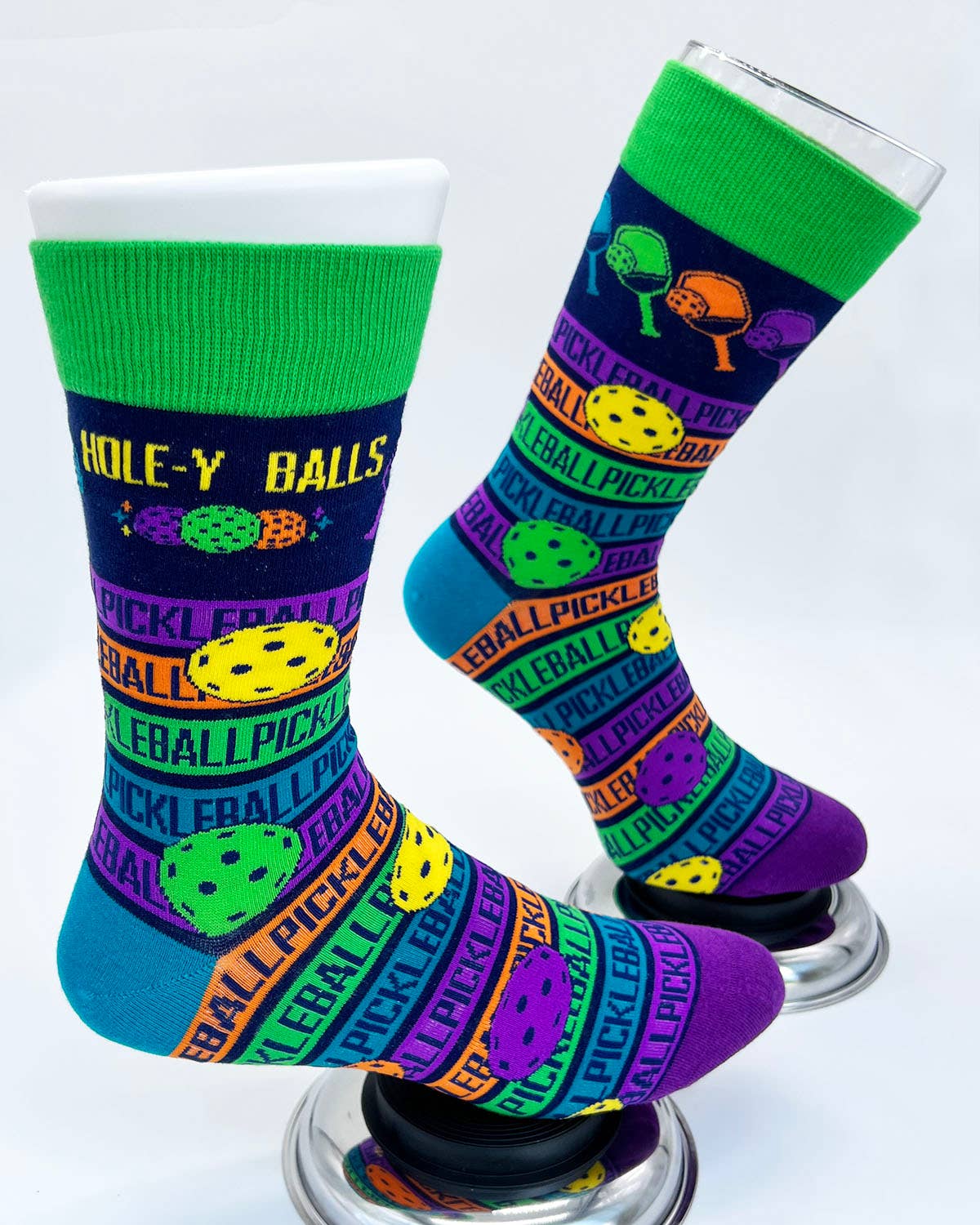 Fabdaz Fabdaz - Hole-y Balls Men's Pickleball Novelty Crew Socks