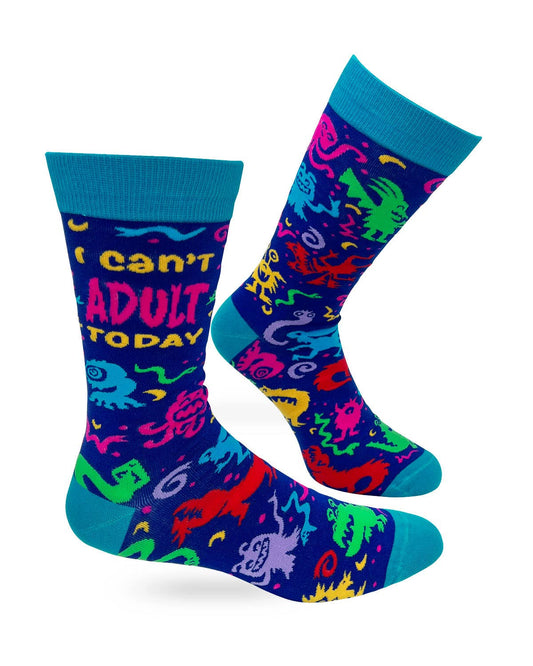 Fabdaz Fabdaz - I Can’t Adult Today Men's Novelty Crew Socks