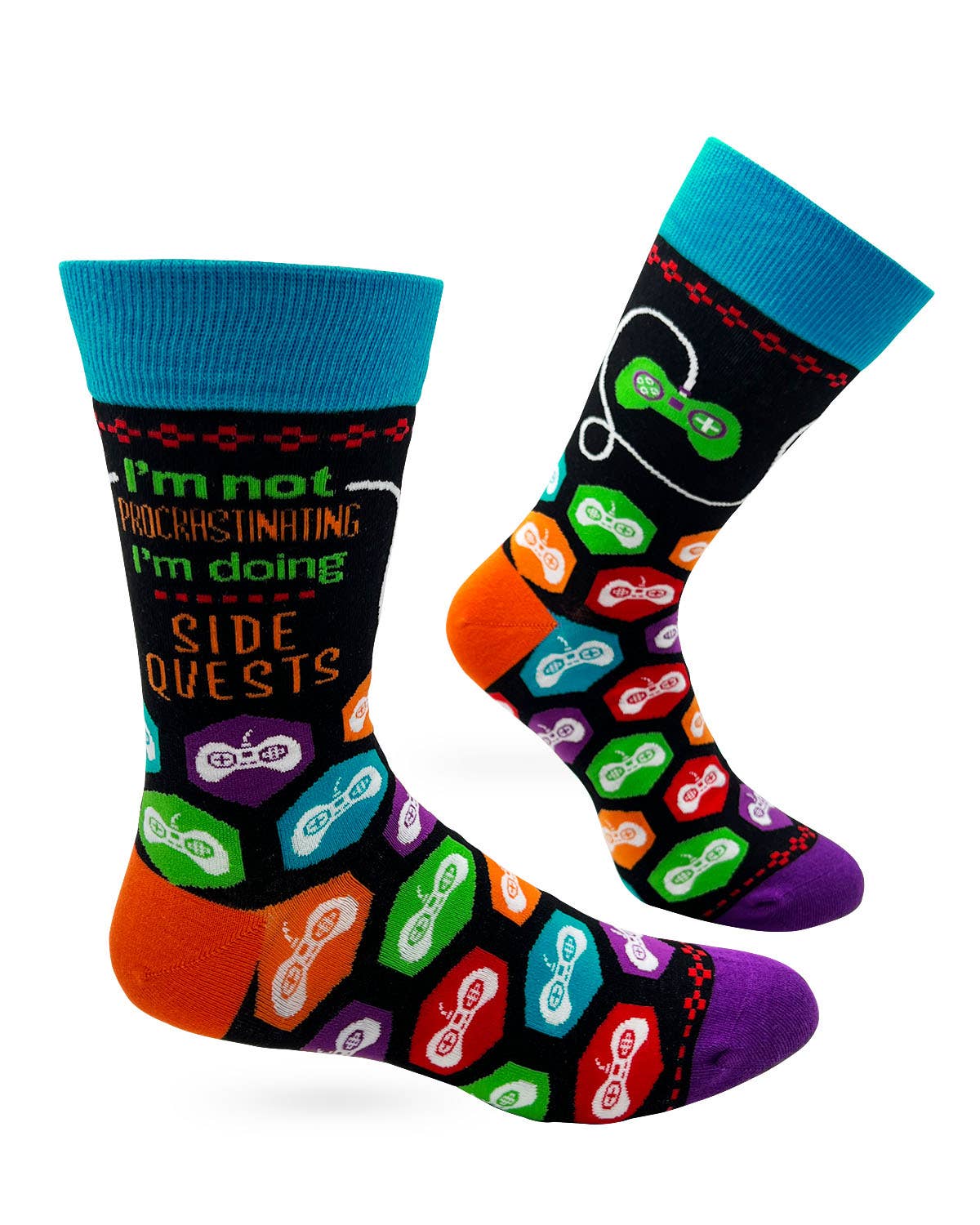 Fabdaz Fabdaz - I'm Not Procrastinating I'm Doing Side Quests Men's Novelty Crew Socks