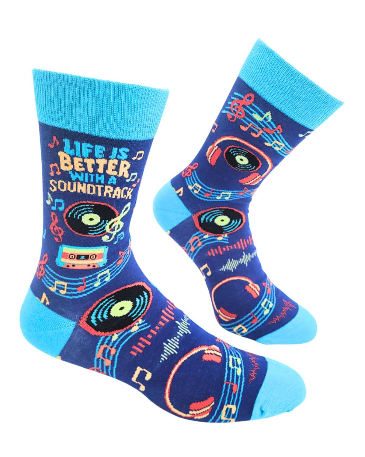 Fabdaz Fabdaz - Life Is Better with a Soundtrack Men's Novelty Crew Socks