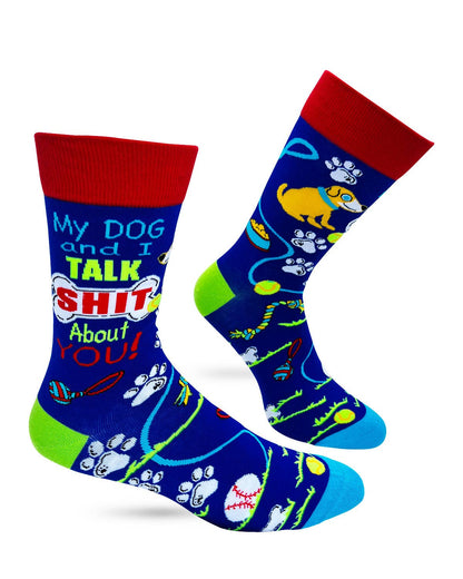 Fabdaz Fabdaz - My Dog and I Talk Shit About You Men's Novelty Crew Socks