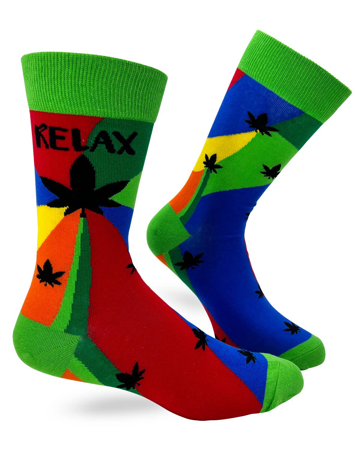 Fabdaz Fabdaz - Relax Cannabis Leaves Men's Novelty Crew Socks