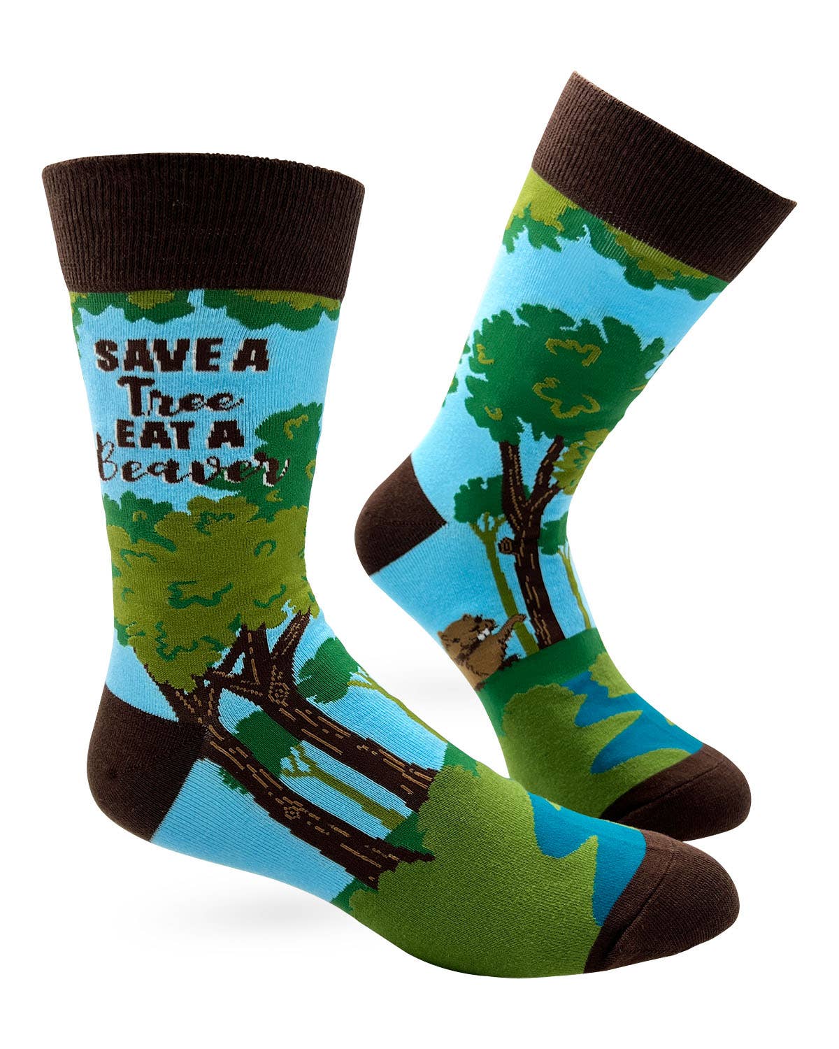 Fabdaz Fabdaz - Save The Tree Eat A Beaver Men's Novelty Crew Socks