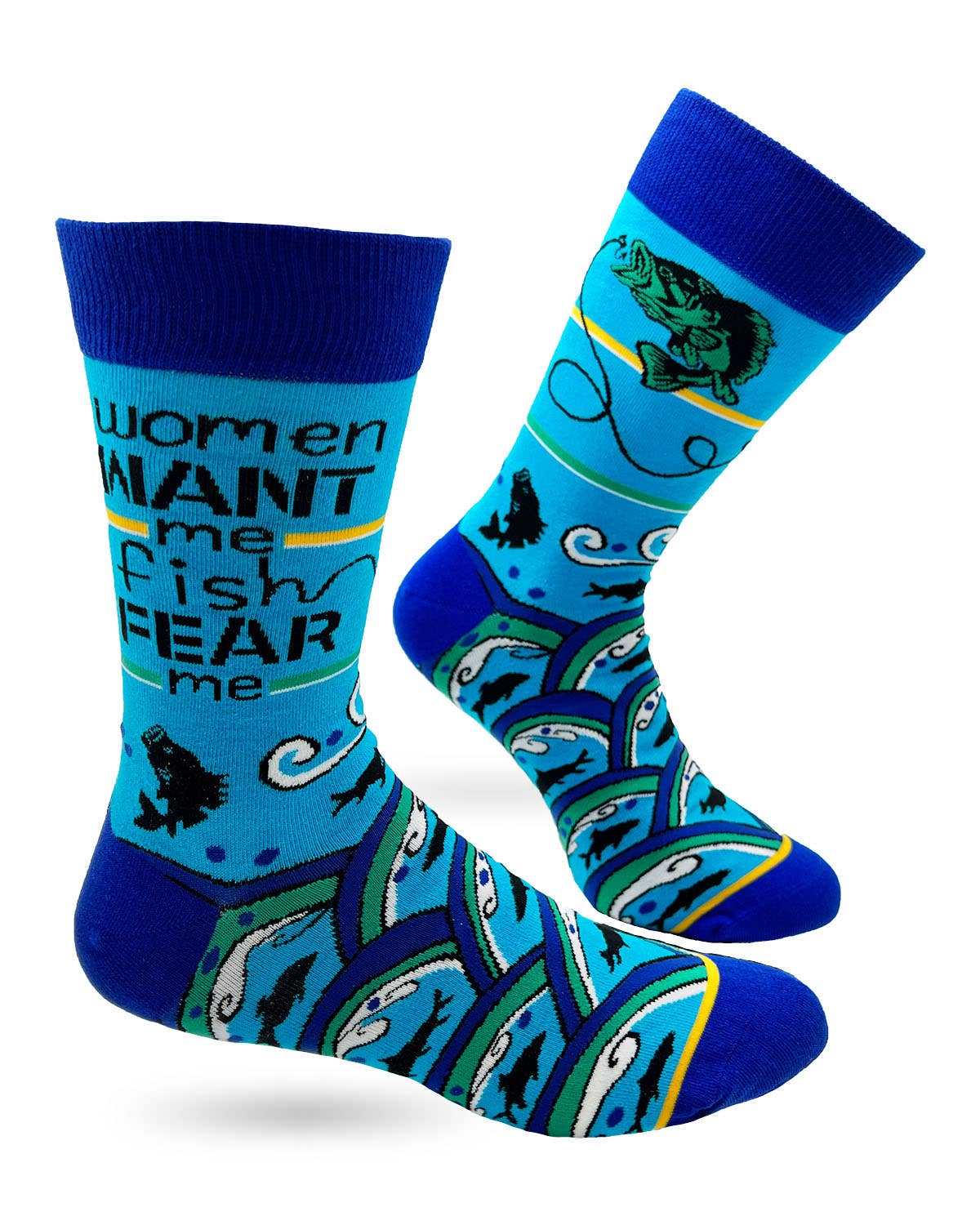 Fabdaz Fabdaz - Women Want Me Fish Fear Me Men's Novelty Crew Socks