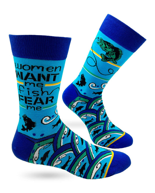 Fabdaz Fabdaz - Women Want Me Fish Fear Me Men's Novelty Crew Socks