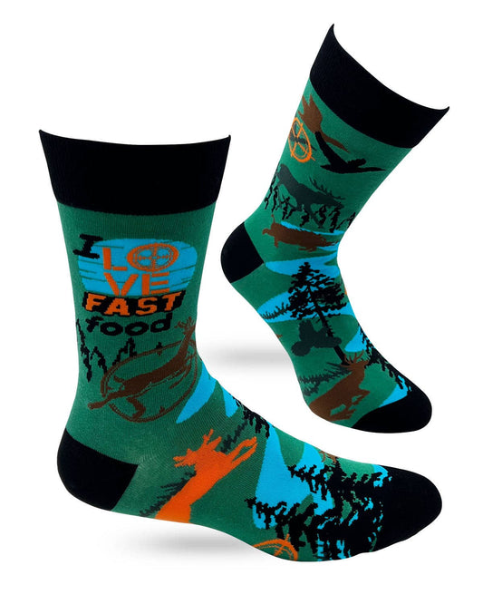 Fabdaz I Love Fast Food Men's Novelty Crew Socks