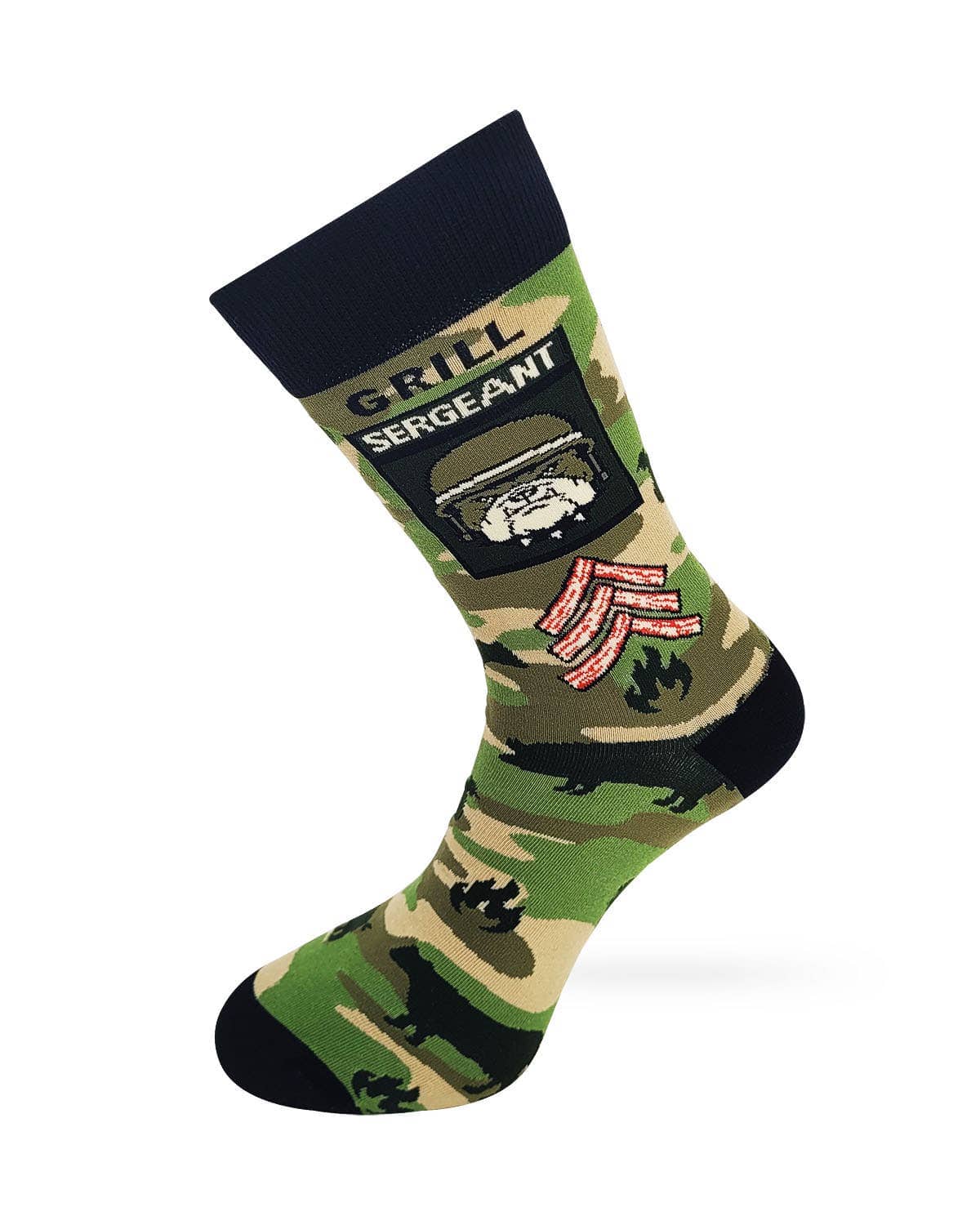 Fabdaz Novelty Socks Grill Sergeant Cookout Grilling BBQ Men's Novelty Crew Socks
