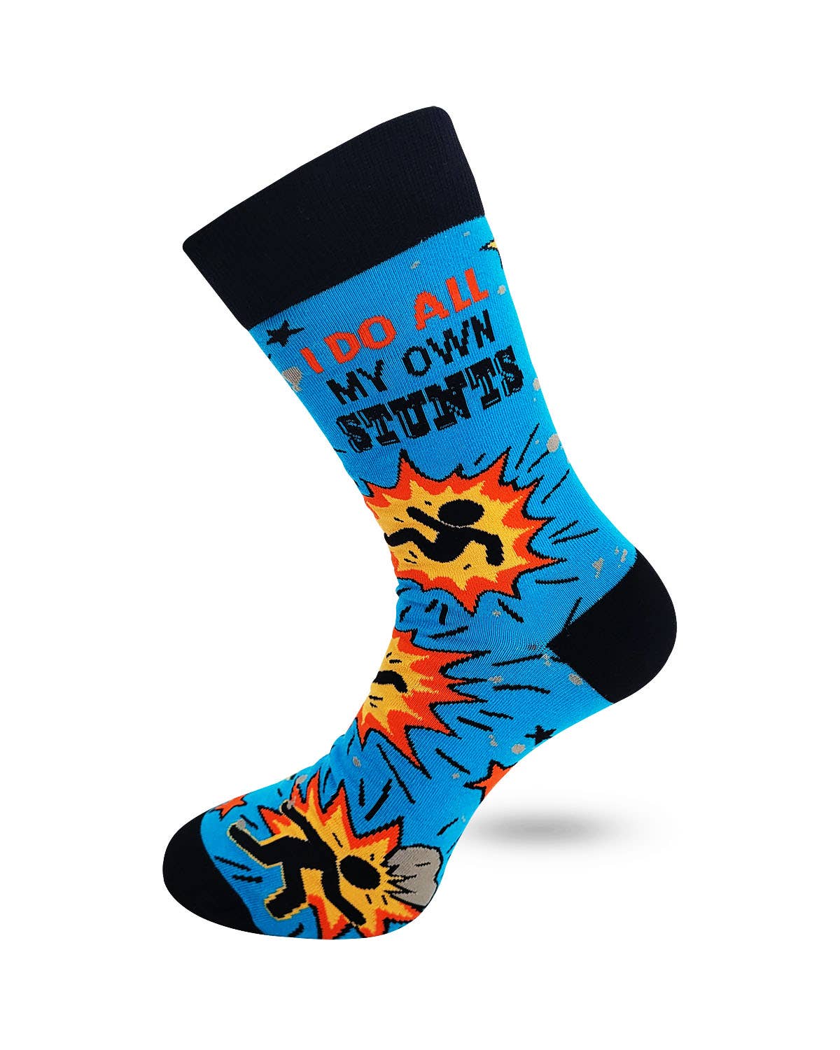 Fabdaz Novelty Socks I Do All My Own Stunts Men's Novelty Crew Socks
