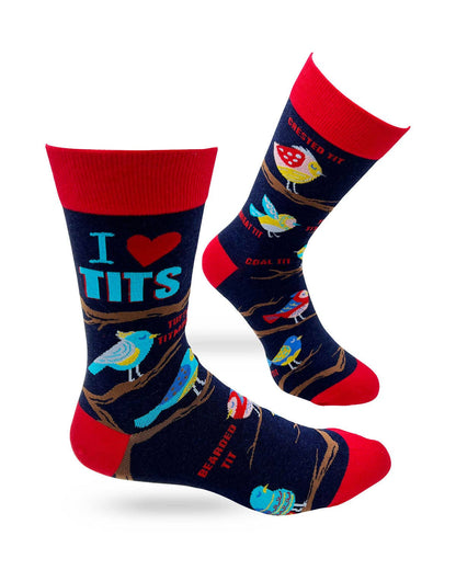 Fabdaz Novelty Socks I Heart Tits Men's Novelty Crew Socks