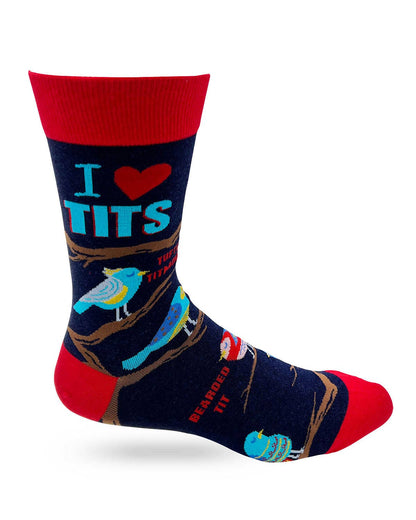 Fabdaz Novelty Socks I Heart Tits Men's Novelty Crew Socks