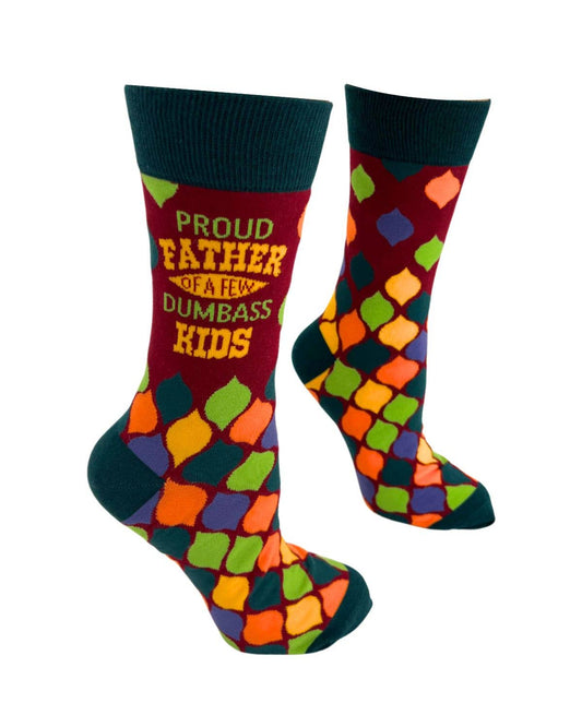 Fabdaz Proud Father of a Few Dumbass Kids Men's Novelty Crew Socks