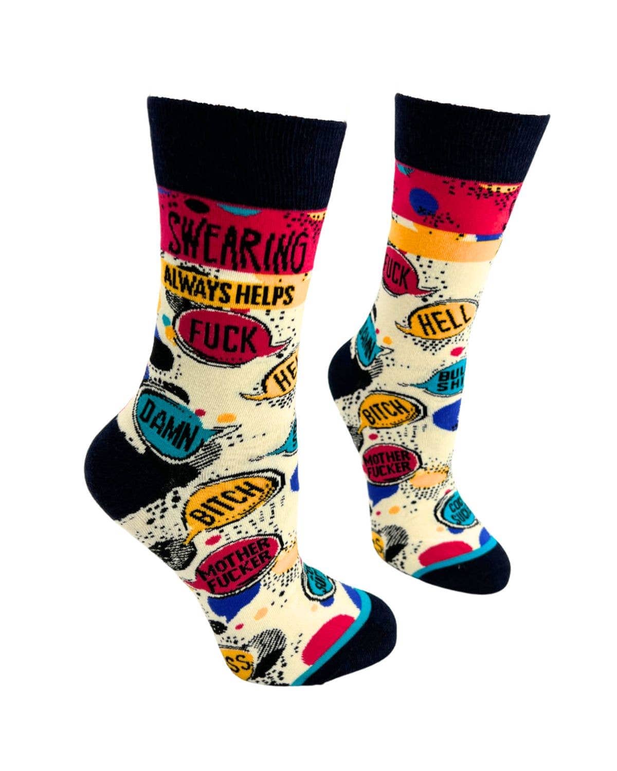 Fabdaz Swearing Always Helps Men's Novelty Crew Socks