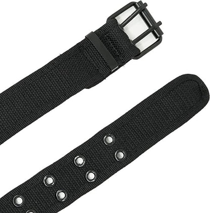 Funky Junque Double Prong Canvas Belt - Black: Medium (Pant Size 32"-34")