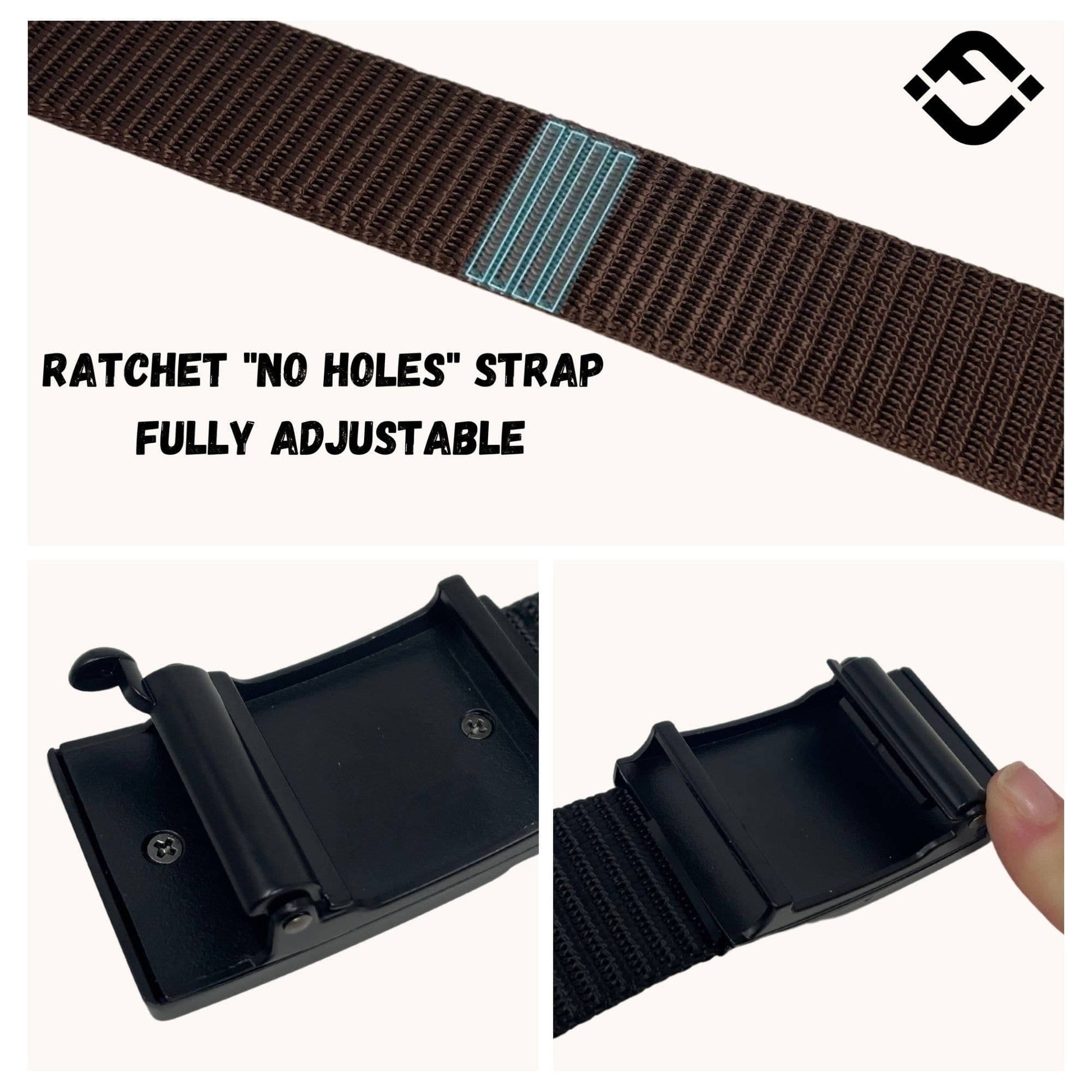 Funky Junque Funky Junque - Nylon Ratchet Belt - Brown: Large (Pant Size 38"-41")