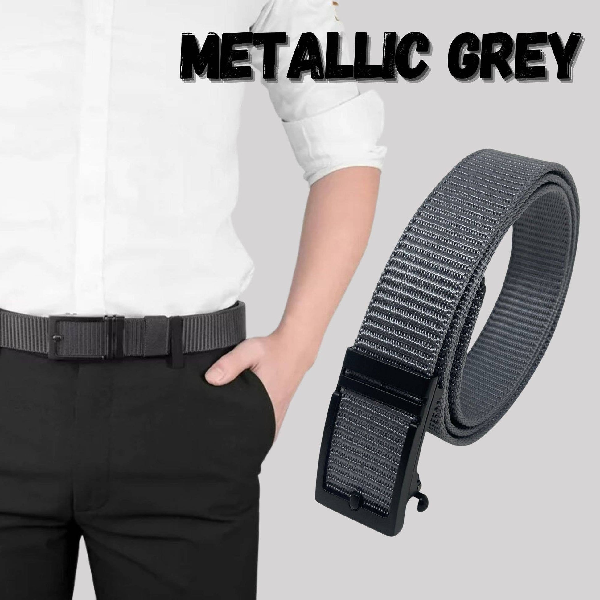 Funky Junque Funky Junque - Nylon Ratchet Belt - Grey: Large (Pant Size 38"-41")