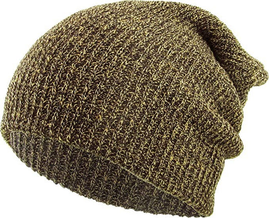 Funky Junque Mens Slouchy Beanie (2 Tone Dark Khaki)