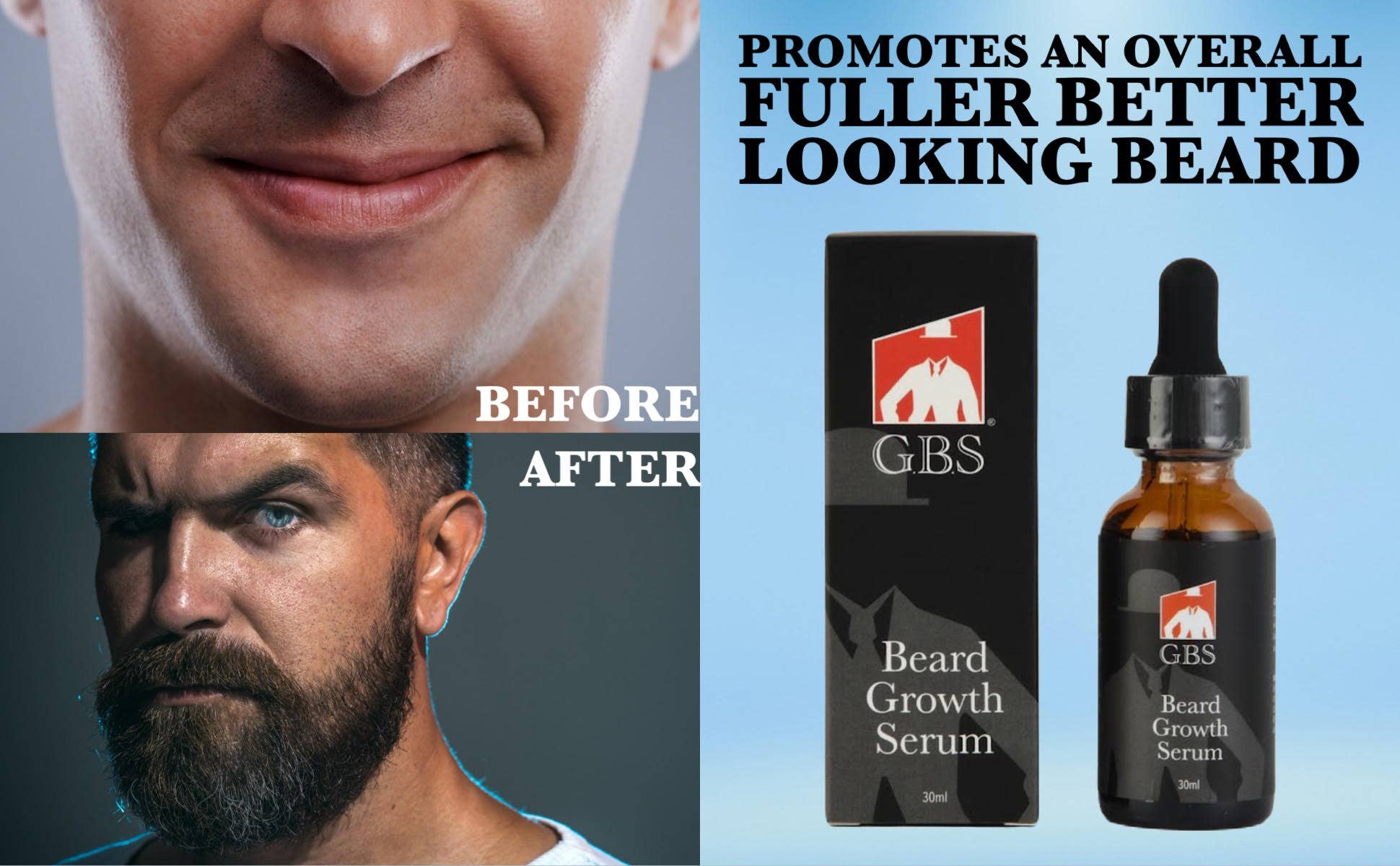 GBS GBS - G.B.S Beard Natural Hair Growth Serum with Biotin 1 oz