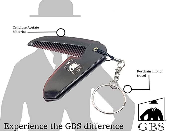 GBS GBS - G.B.S Handmade Saw-cut Men's Beard Mustache Folding Comb