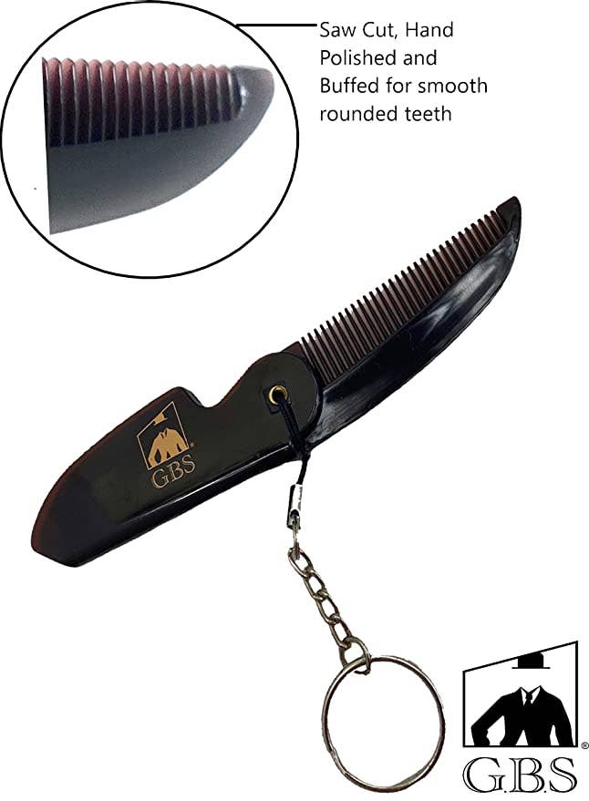 GBS GBS - G.B.S Handmade Saw-cut Men's Beard Mustache Folding Comb