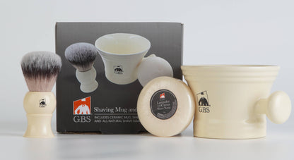 GBS GBS - GBS 3 Piece  Mug, brush and Shaving soap Set: Black