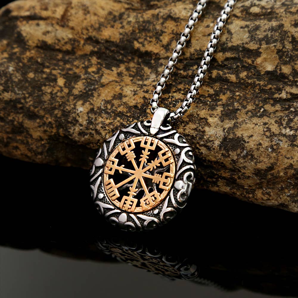 Gemcohub Gemcohub - Viking Style Openwork Compass Necklace