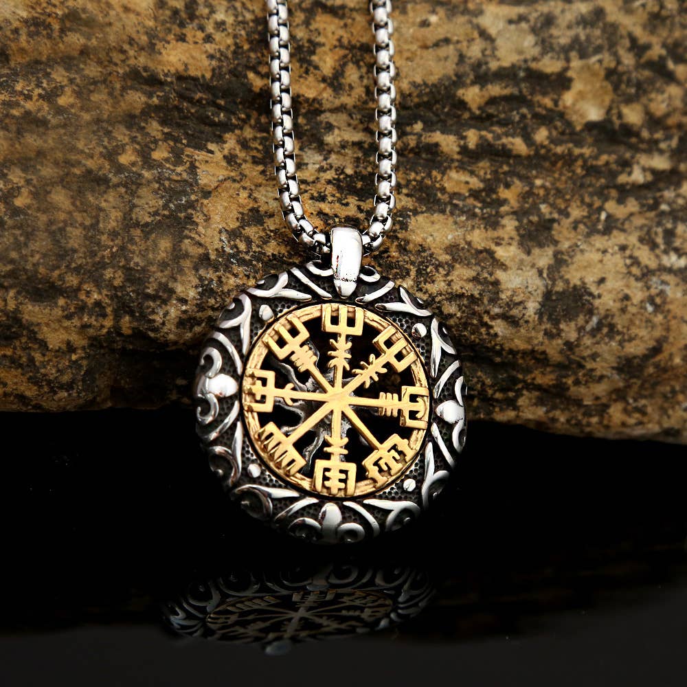 Gemcohub Gemcohub - Viking Style Openwork Compass Necklace