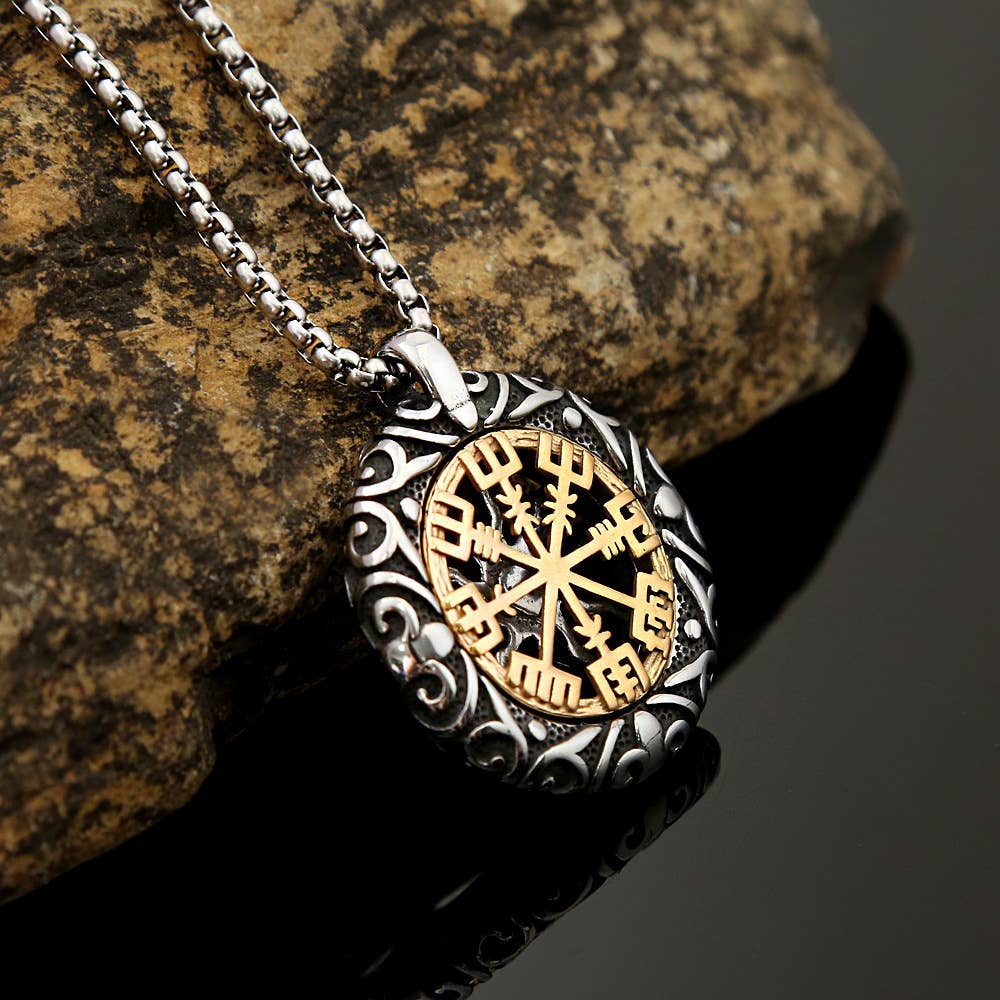 Gemcohub Gemcohub - Viking Style Openwork Compass Necklace