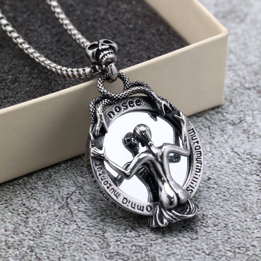 Gemcohub Necklace Nordic Retro Gothic Magic Mirror Necklace: Big