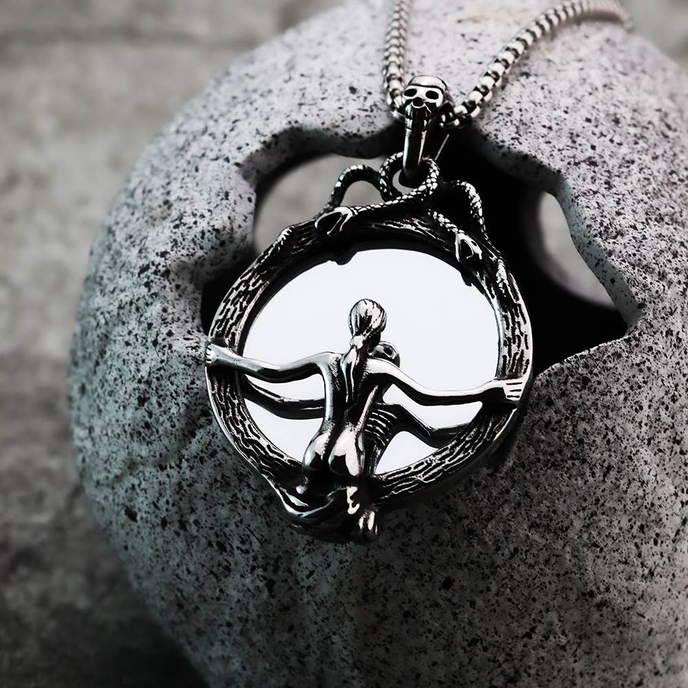 Gemcohub Necklace Nordic Retro Gothic Magic Mirror Necklace: Big