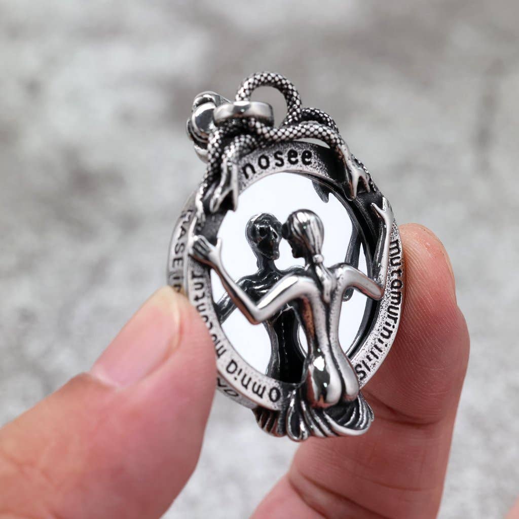 Gemcohub Necklace Nordic Retro Gothic Magic Mirror Necklace: Big