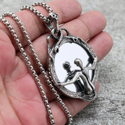Gemcohub Necklace Nordic Retro Gothic Magic Mirror Necklace: Big