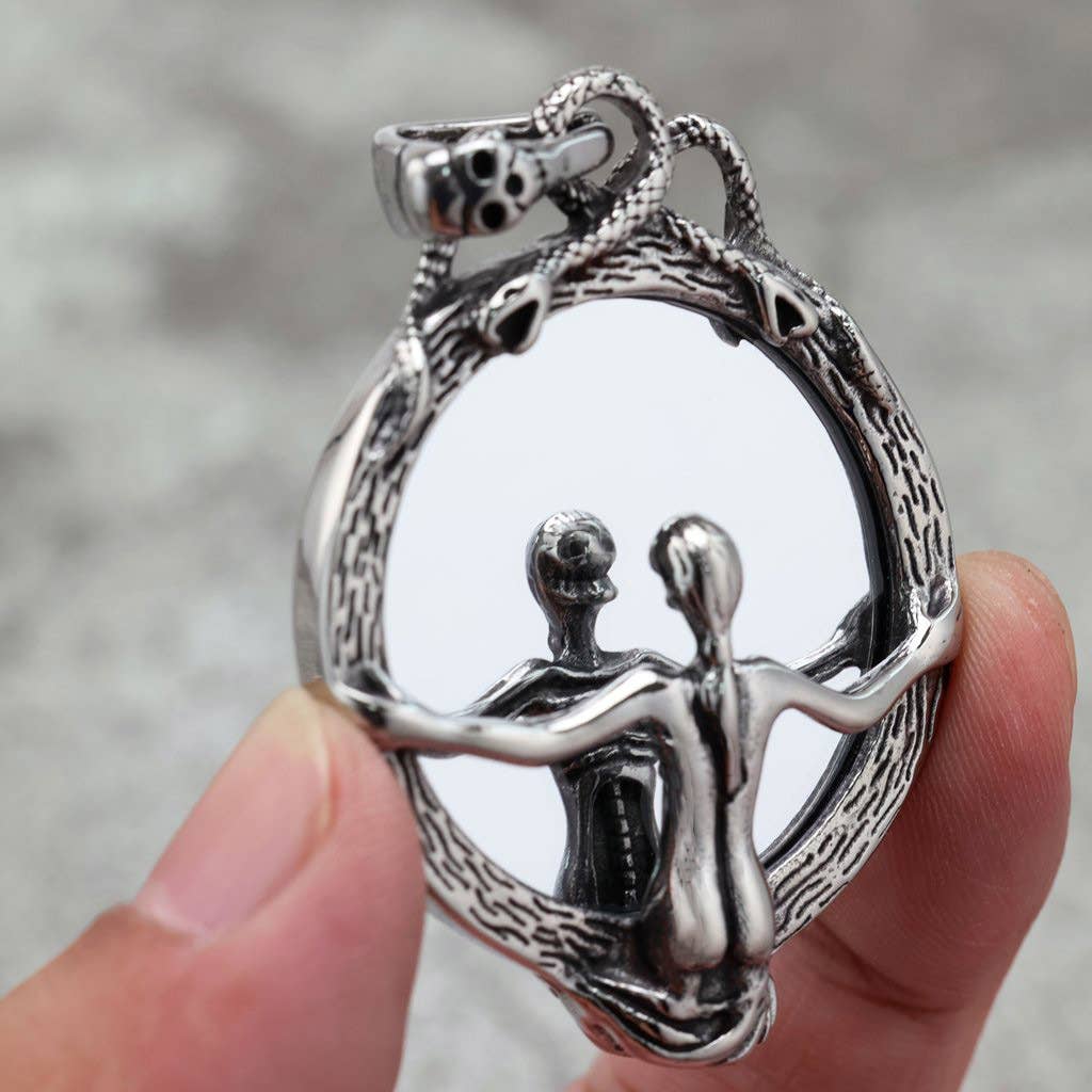 Gemcohub Necklace Nordic Retro Gothic Magic Mirror Necklace: Big