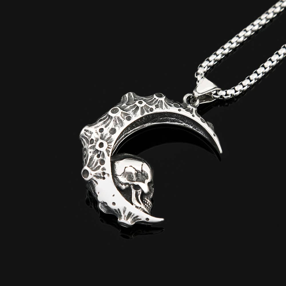 Gemcohub Necklace Viking Style Moon Skull Necklace