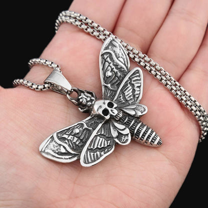 Gemcohub Necklace Viking Style Moth Skull Necklace