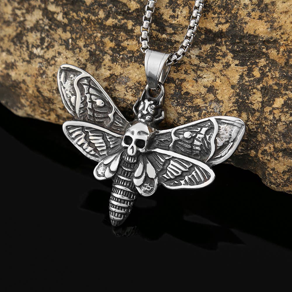 Gemcohub Necklace Viking Style Moth Skull Necklace