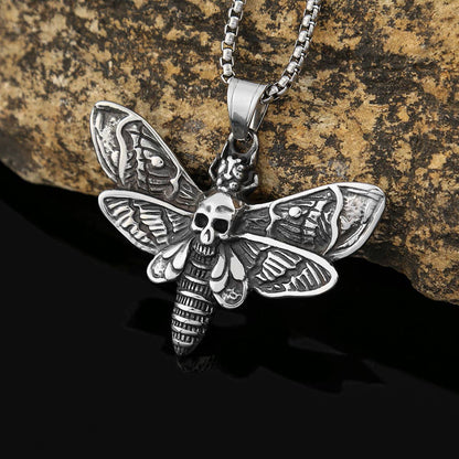 Gemcohub Necklace Viking Style Moth Skull Necklace