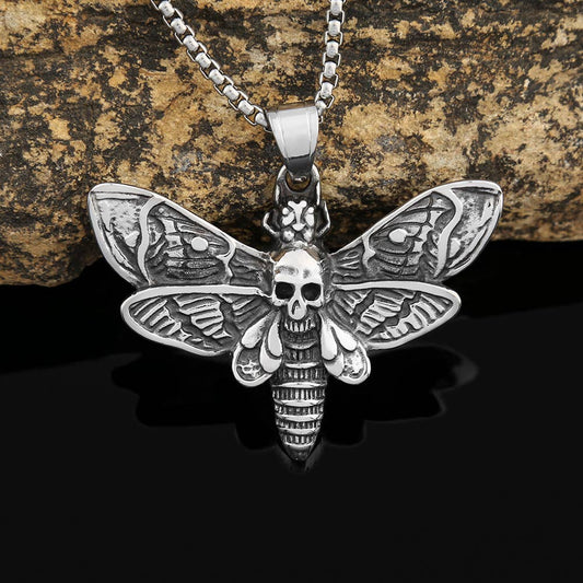 Gemcohub Necklace Viking Style Moth Skull Necklace