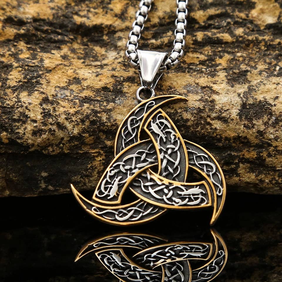 Gemcohub Necklace Viking Style Totem Triangular Necklace: Yellow Gold