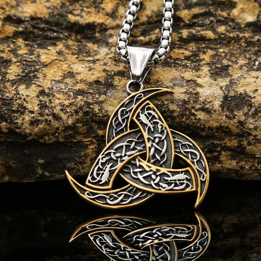 Gemcohub Necklace Viking Style Totem Triangular Necklace: Yellow Gold