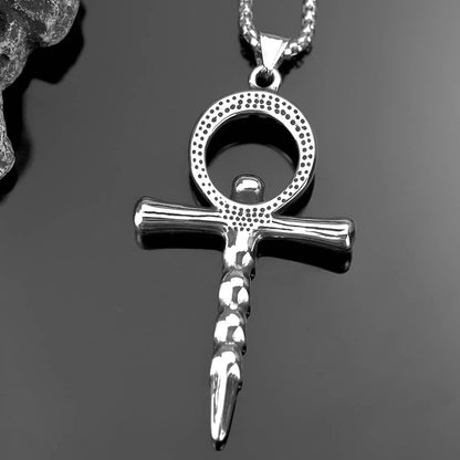 Gemcohub Necklace Vintage Men's Ankh Skull Cross Pendant Necklace